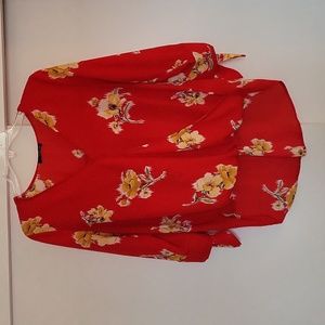 West Kei red and yellow wrap look top